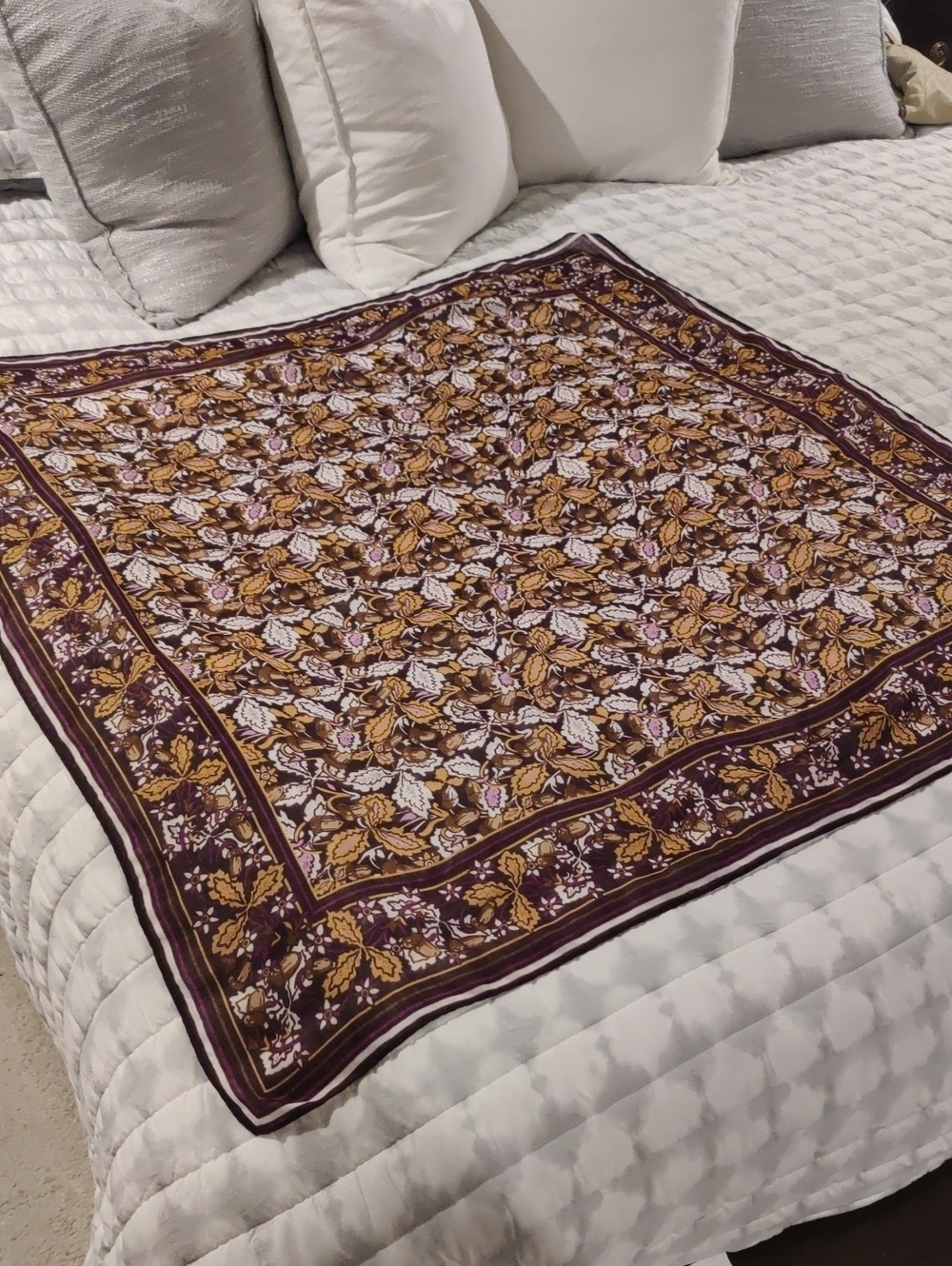 J.Jill Floral square scarf leaf pattern Earthy Autumn Motif Y2K Cottagecore Retr